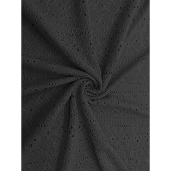 New Womens Black Women's Tank Top V Neck Eyelet Sleeveless Size XL NWT - Picture 3 of 6